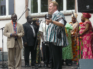 Rev. Dr. Nabor and some Delegates from the Northern Ghana Partnership with Rev. Dietmar Will  at the International Pentecostal festival.